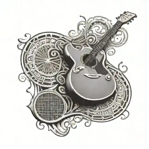 Tennis Racquet And Guitar Made Entirely Of Intricate
