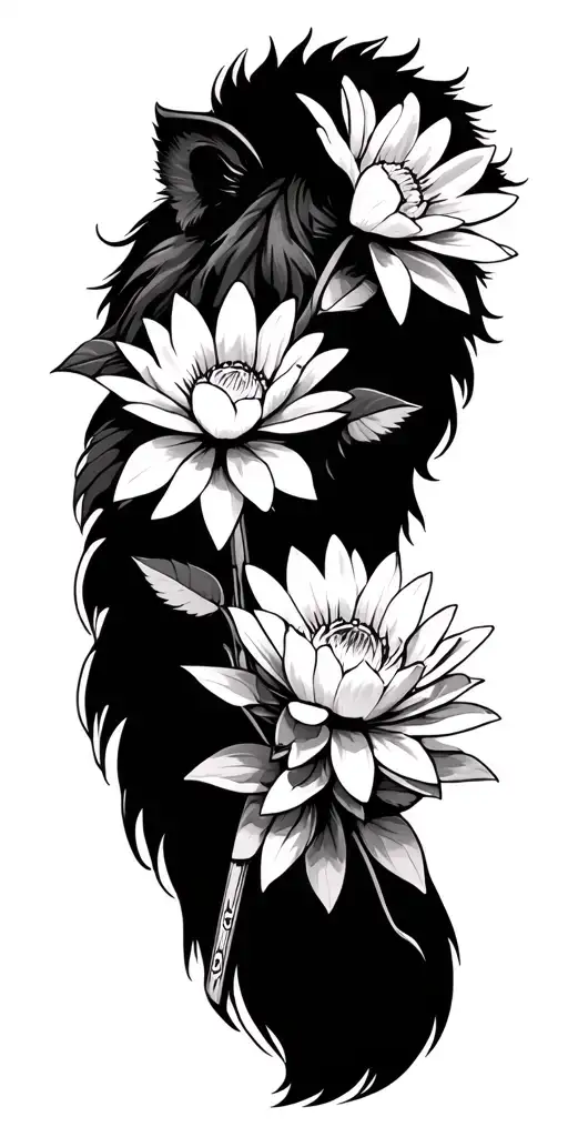 Lion Head Water Lilly Rose Daisy Hockey Sticks