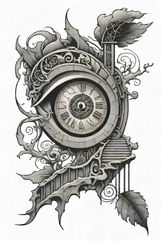 Minimalist Eyeball With Stairway To Heaven Into Spiraling Clock