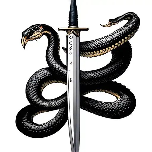 Knife From Vinland Saga Anime Inspired Tattoo With Around A Snake