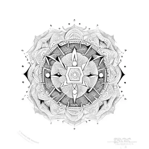 An Intricate Mandala Design Incorporating Both Sagittarius And Cancer Zodiac Symbols