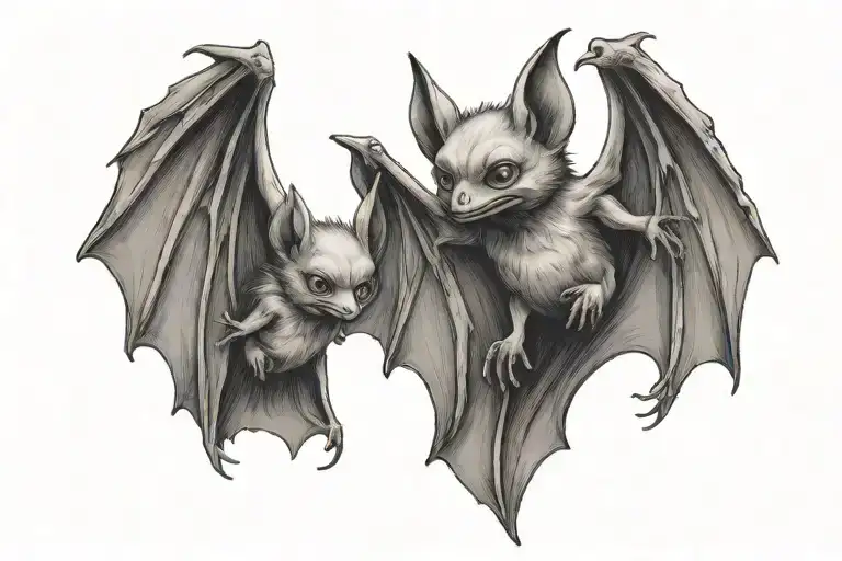 Two Bats Playing Together Symbolizing Kids Playing Together