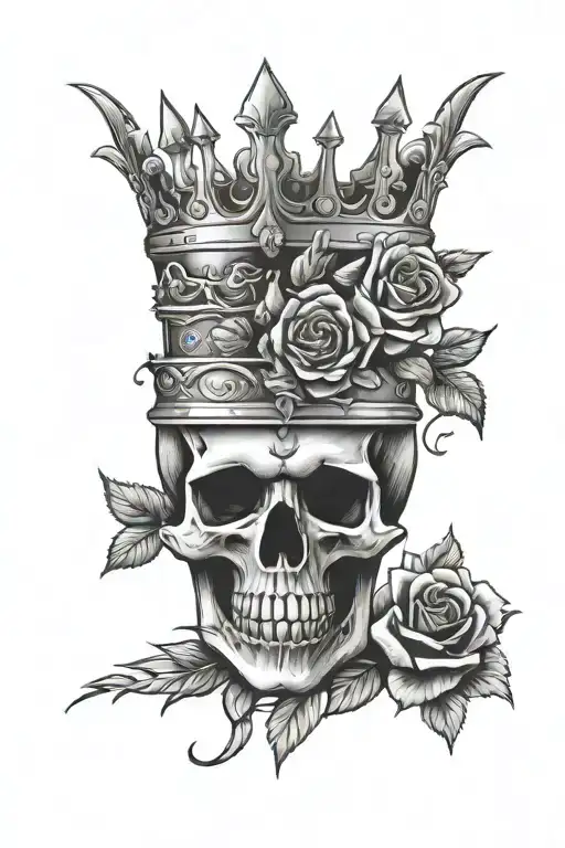 Crowned Skull With Roses