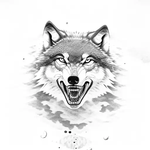 A Majestic Wolf Howling At The Moon In A Military Camouflage Pattern