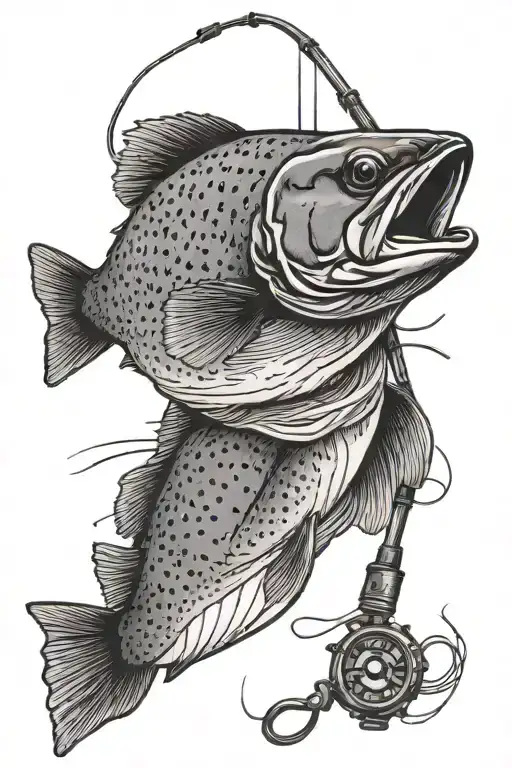 A Trout On A Fishing Rod