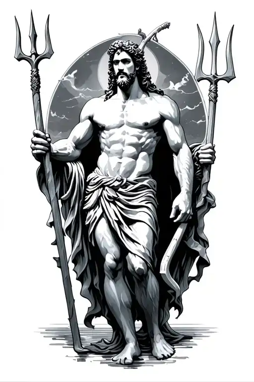 Poseidon Holding A Trident