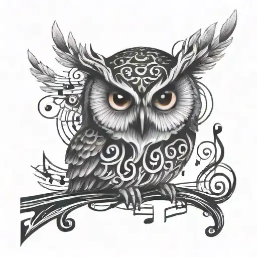 An Owl With Music Notes Intertwined