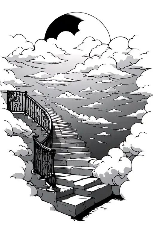 Stairway With Clouds And Sun