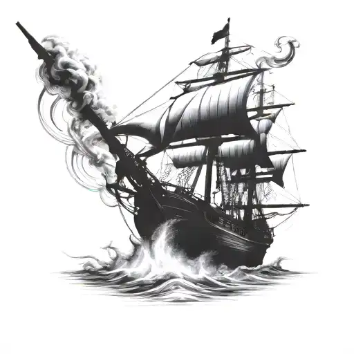 Pirate Ship Sailing To Unknown Space Planet