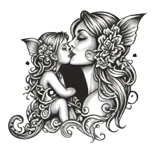 Mother Daughter Small Sparkle Tattoo Design