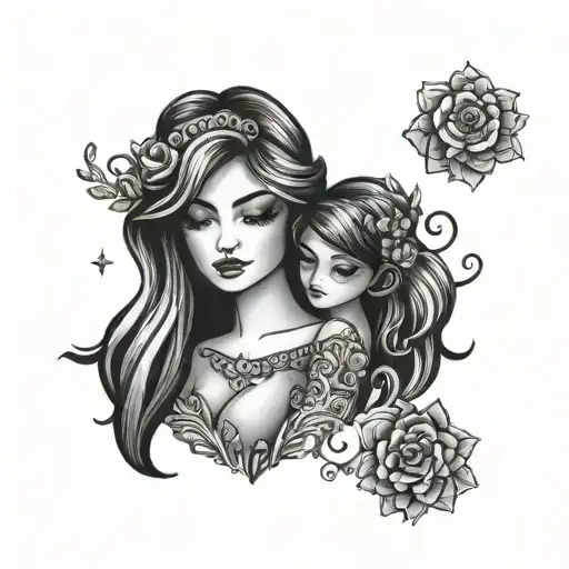 Mother Daughter Small Sparkle Tattoo Design Inspired