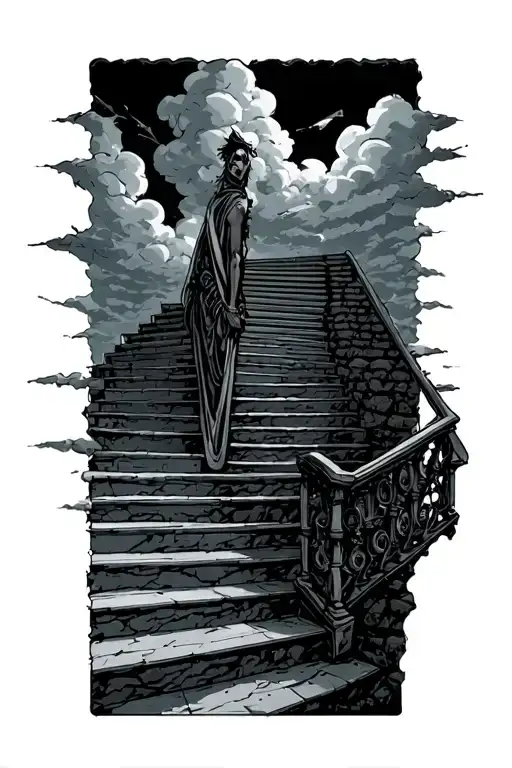 Dark Stairway With Clouds
