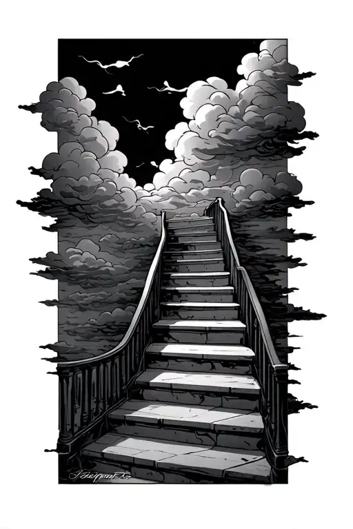 Dark Stairway With Clouds