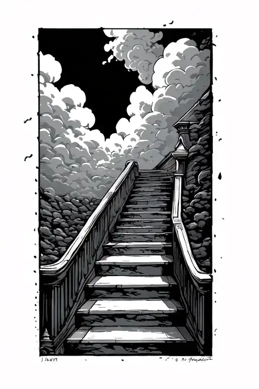 Dark Stairway With Clouds Hand