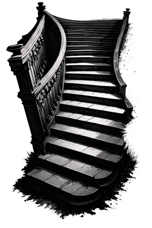 Dark Stairway Curved 15 Steps Sleek