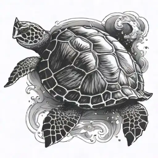 Sea Turtle Turning Into Dust Travelling Through Space