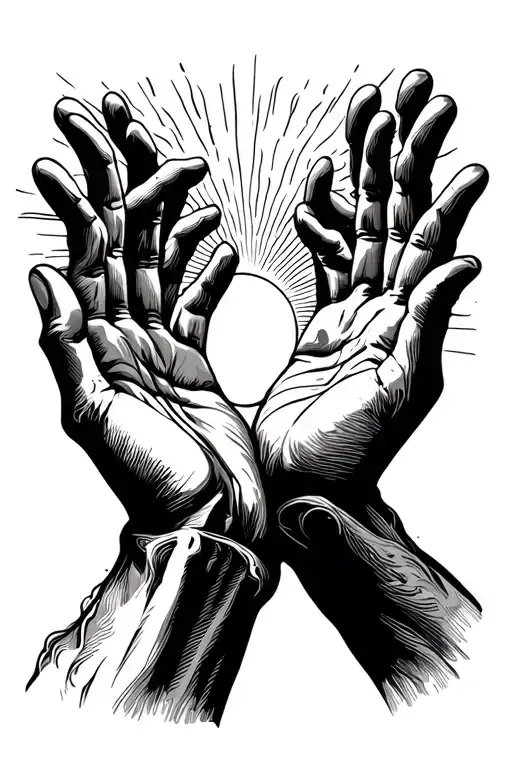 Creation Of Adam Hands With The Sun Behind Them