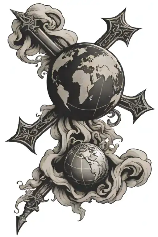 Cross And Earth Globe