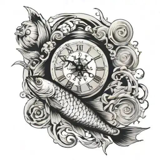Koji Fish And Birth Clock Surrounded
