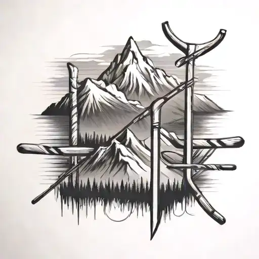 A Mountain Range With Hockey Sticks Forming The Peaks