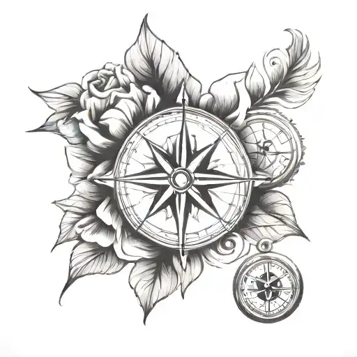 Single Flower And Compass Design