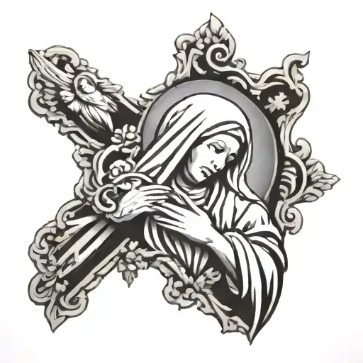 Virgin Mary Praying Hands Surrounded