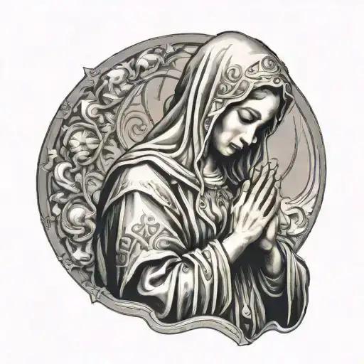 Virgin Mary Praying Hands Surrounded