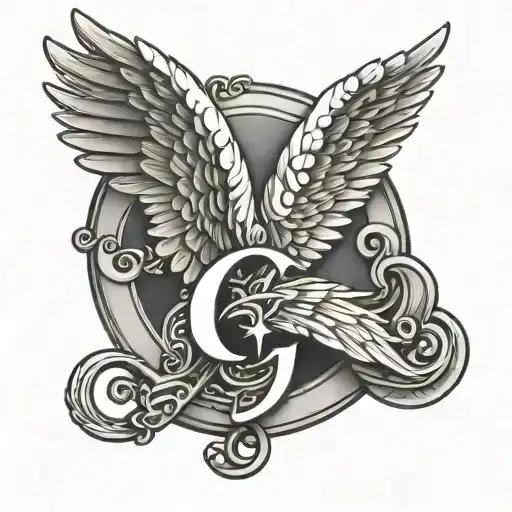 Letter G With Angel Wings And Halo