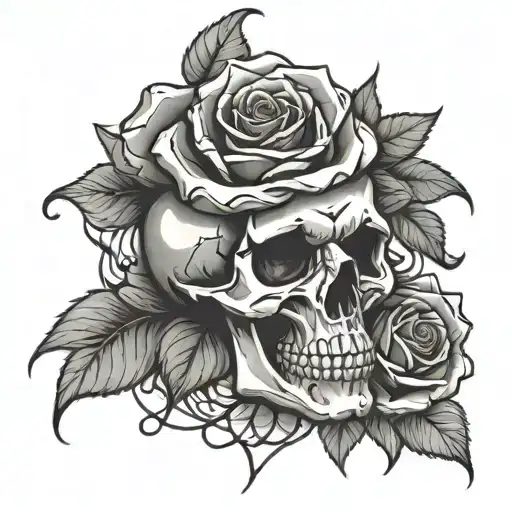 Skull Rose Intertwined