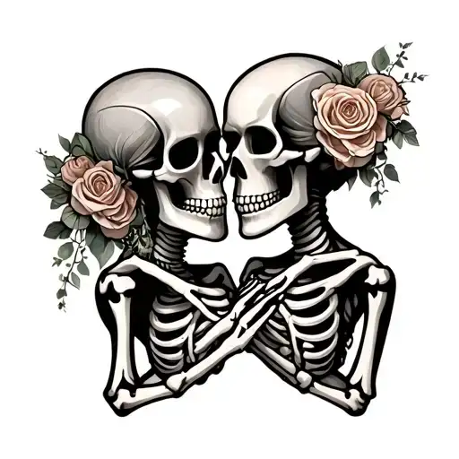 Skeleton Married Couple Holding Hands