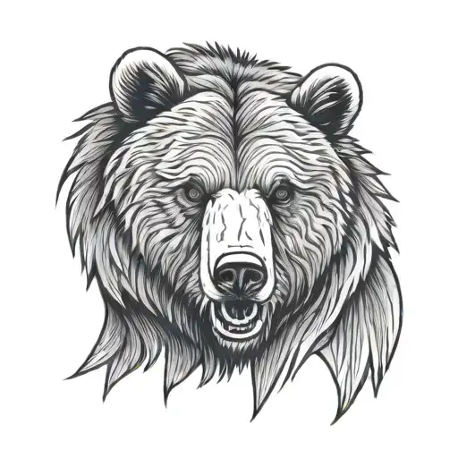 Aggressive Grizzly Bear Head