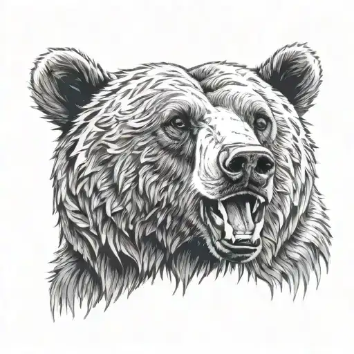 Aggressive Grizzly Bear Upper Body