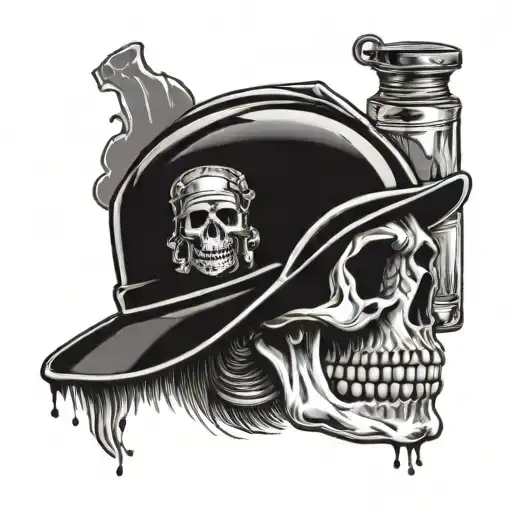 Skull Whiskey Hard Hat Cigar Oil Rig Drilling Rig