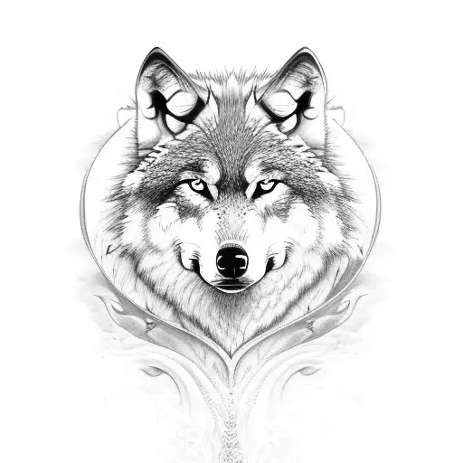 Wolf With Ocean Waves