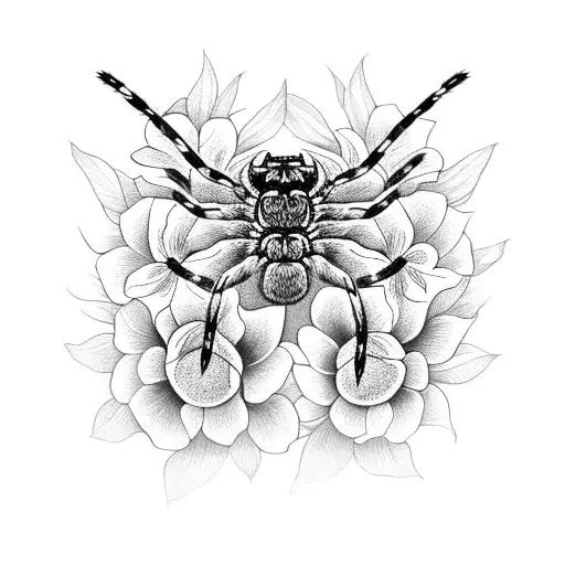 Wolf Spider With Wild Flowers