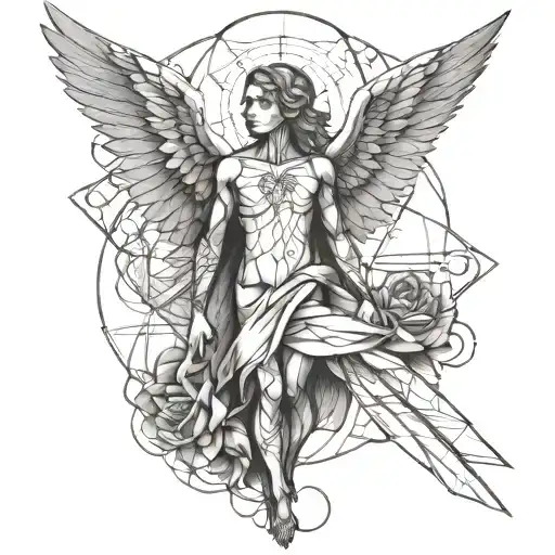 Geometric Tattoo That Represents Personal Growth Death And Life With A Angel
