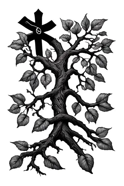 Mustard Seed Tree With Cross Intertwined