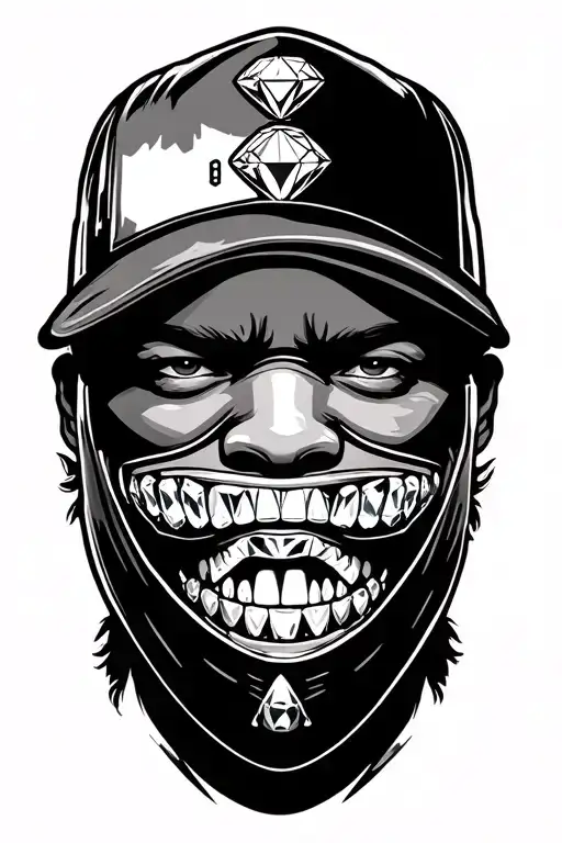 Street Goon Showing Off Diamond Grillz With Ski Mask On