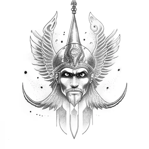 Ankh Sybol In The Centra With 2 Wings