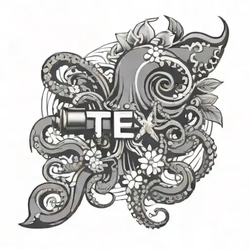 Text With Octopus Favelas Gun Flower