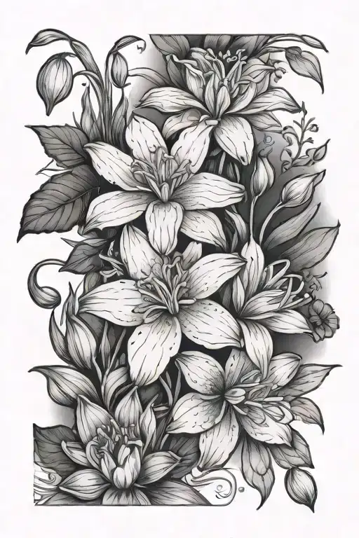 Violets Irises Larkspur Water Lily