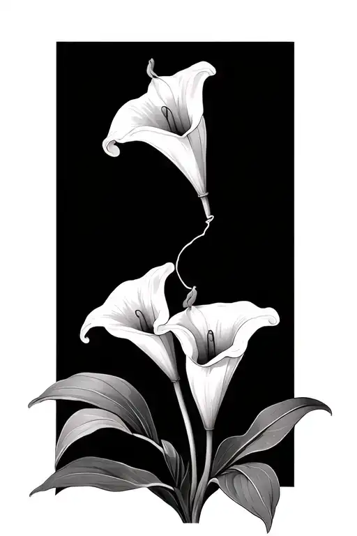 Two Calla Lillies With A String Forming The Shape