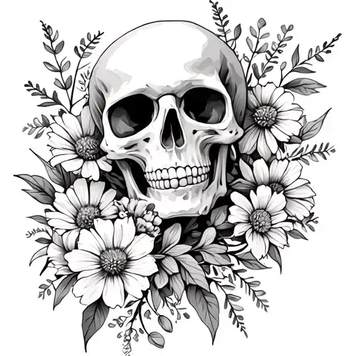 Skeleton And Wildflowers Small