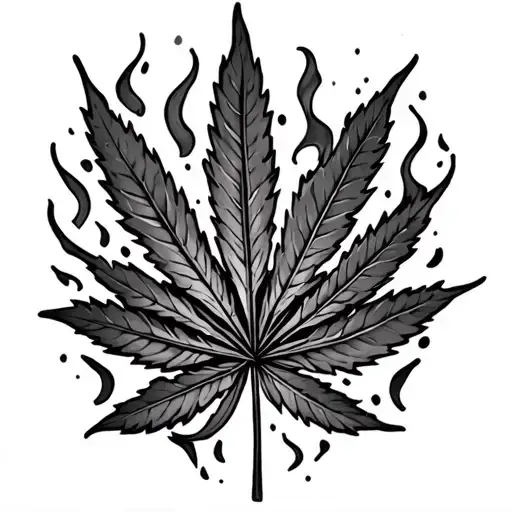 Tribute Tatto With Burning Weed Leaf