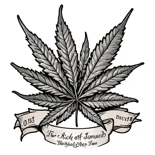 Tribute Tatto With Weed Leaf Interwined With A Date Of Death
