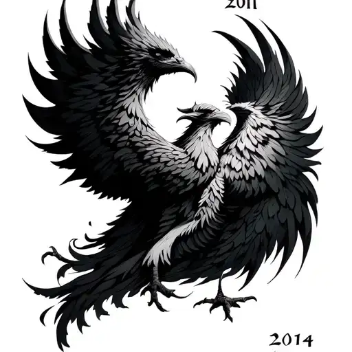 Phoenix With 2011 And 2014 In Roman Numerals Integrated