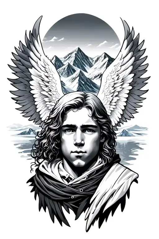 Boys Face Angel Wings Mount Everest