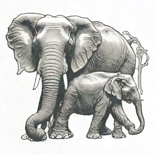 Mother Elephant With 2 Baby Elephant