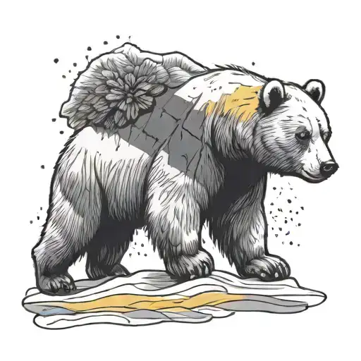 Black-yellow-white Flag Snow Bear Standing