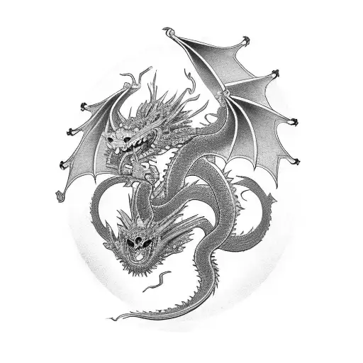 Traditional Japanese Mask Merged With A Dragon